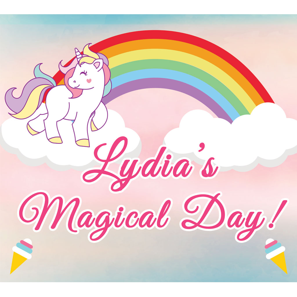 Unicorn Magical Pastel Rainbow Personalised Banner