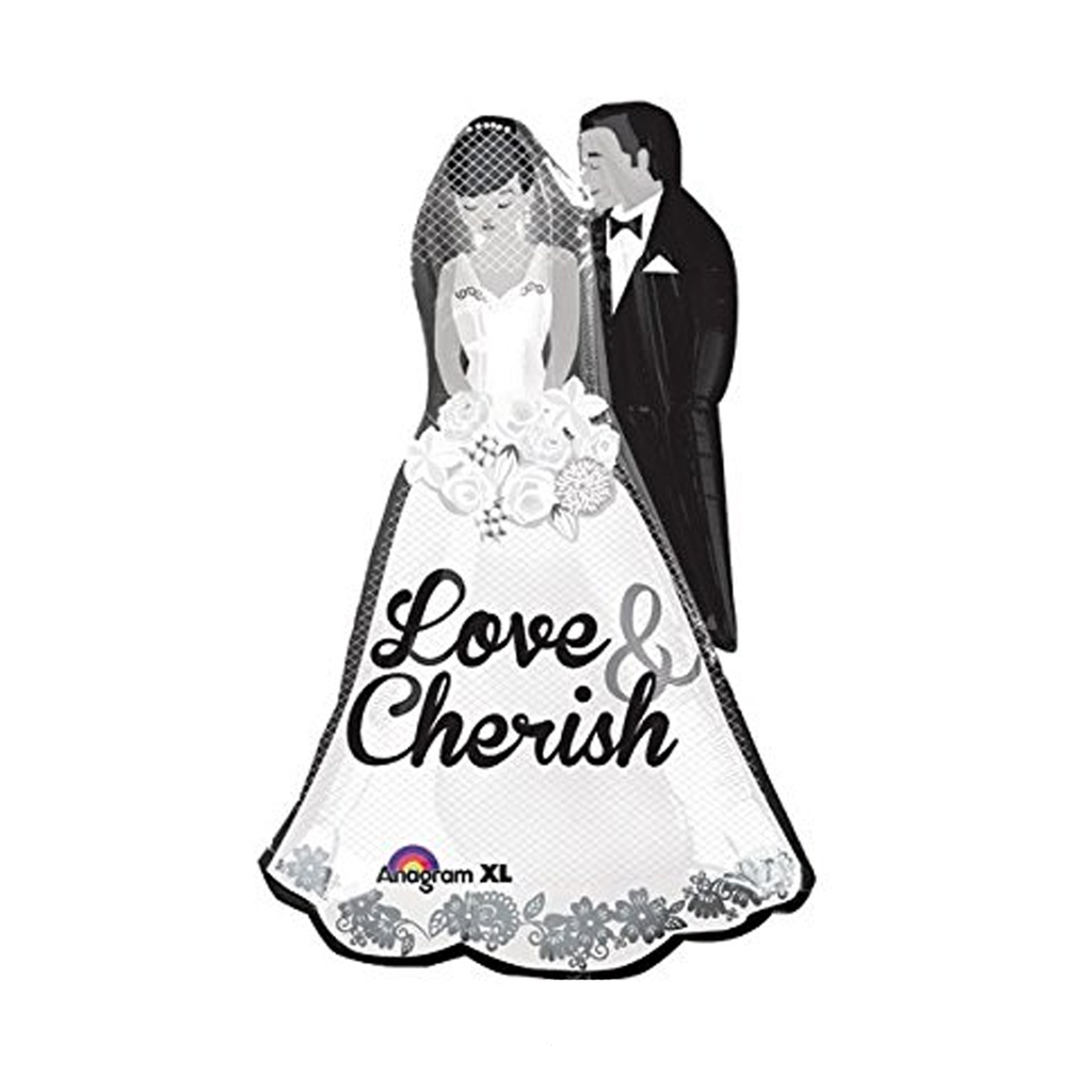 Wedding Bride and Groom Love & Cherish Balloon 34inch