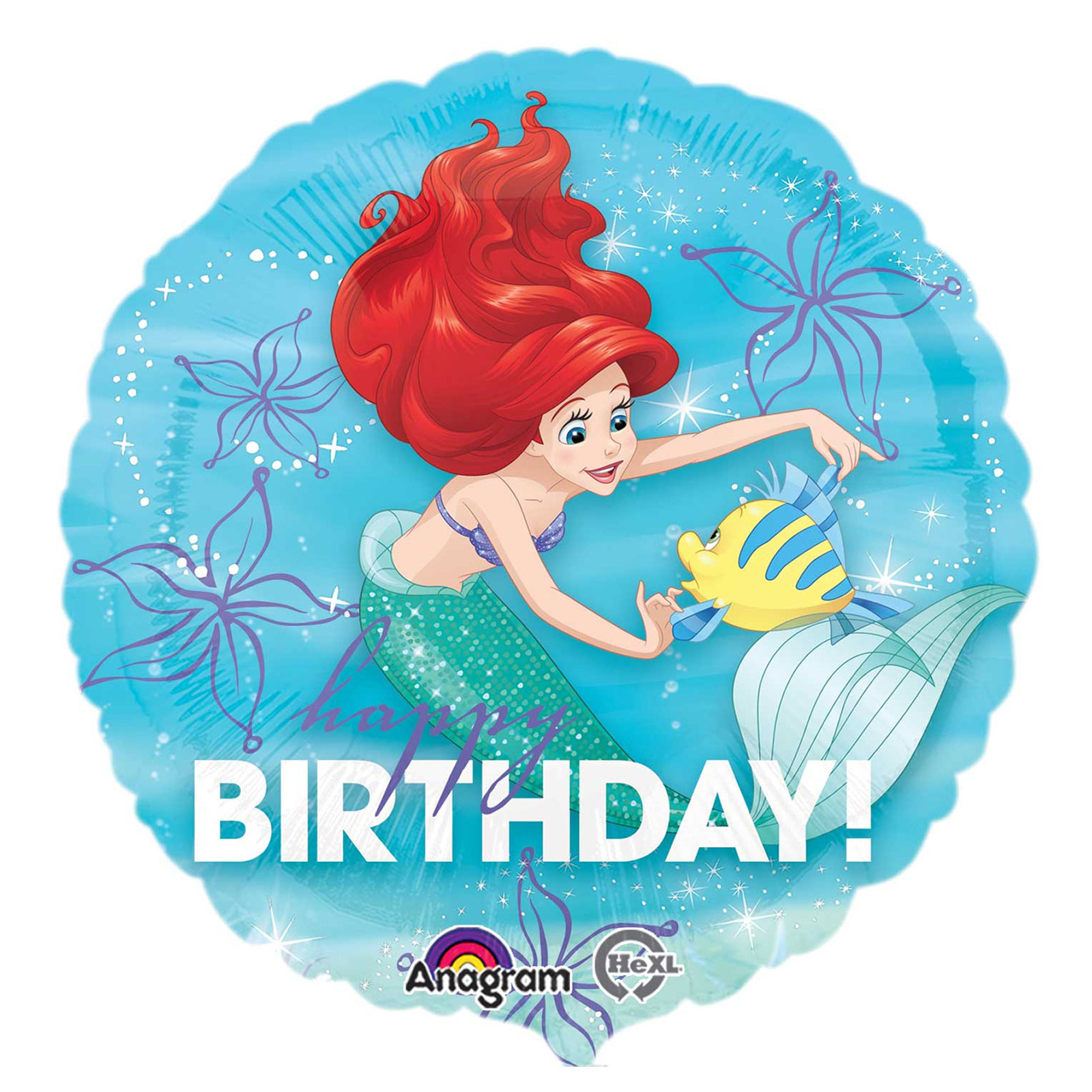 Disney Princess Mermaid Happy Birthday Balloon 18inch