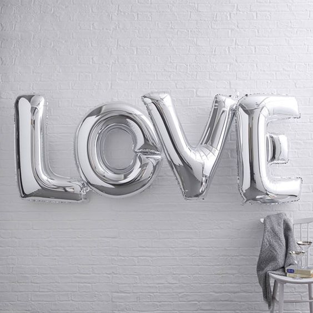 Show Jumbo Letter Alphabet Silver Foil Balloon 40inch image