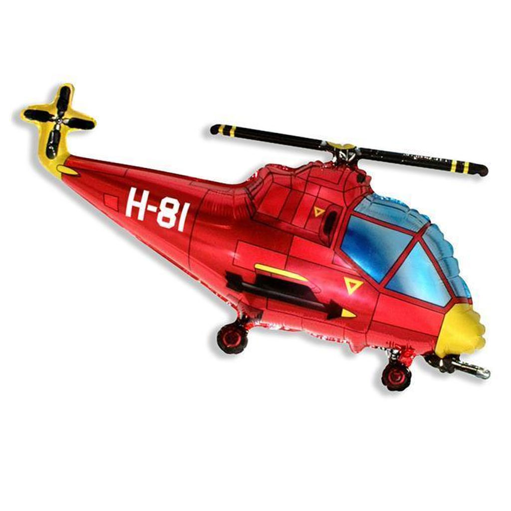 Helicopter Red Vehicle Foil Balloon 38inch