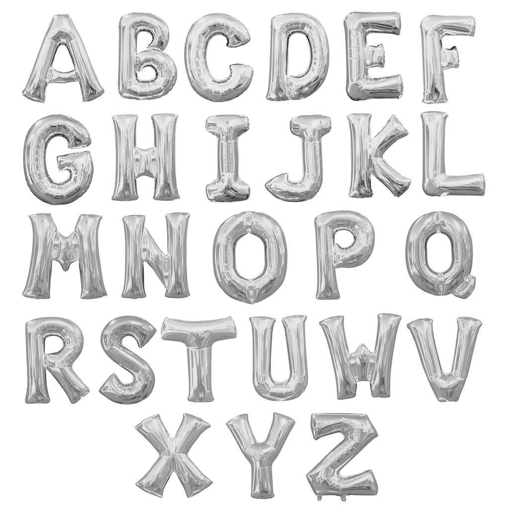 Jumbo Letter Alphabet Silver Foil Balloon 40inch