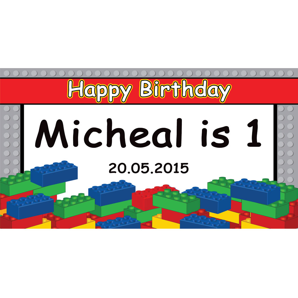 Lego Brick Theme Personalised Banner