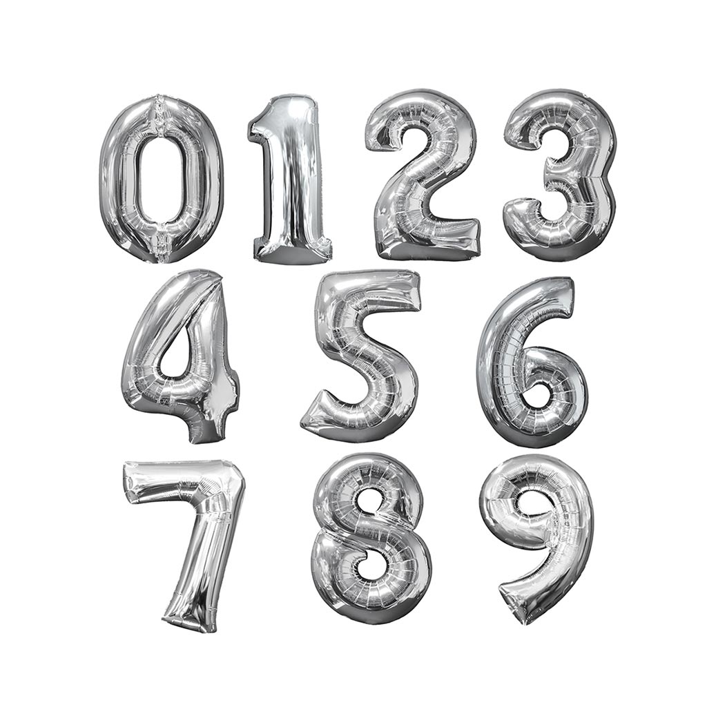 Mini Number Silver Foil Balloon 16inch (Do Not Float)