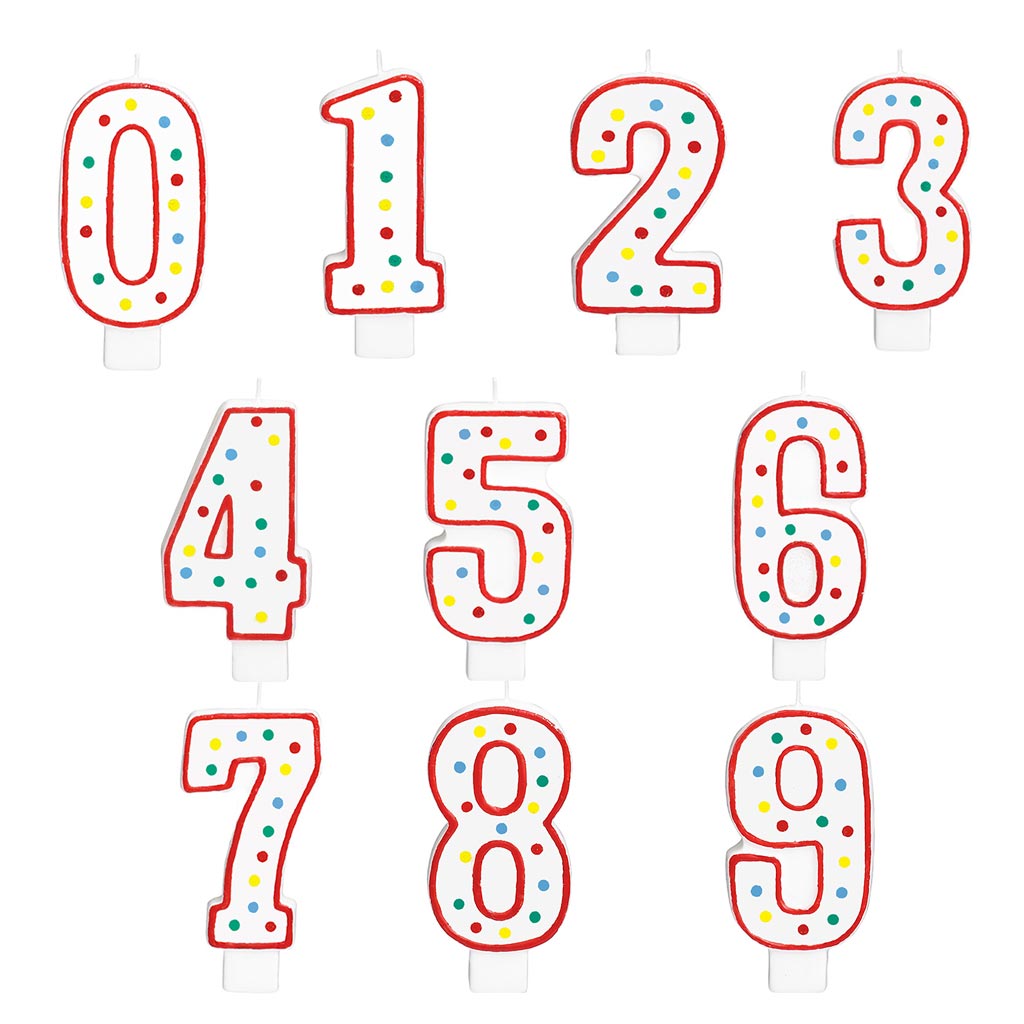 Number Candles Red Outline Confetti