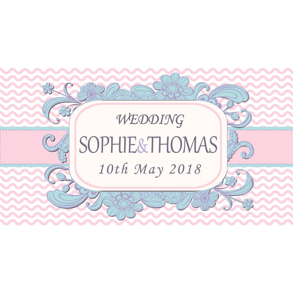 Pink Wave Wedding Personalised Banner