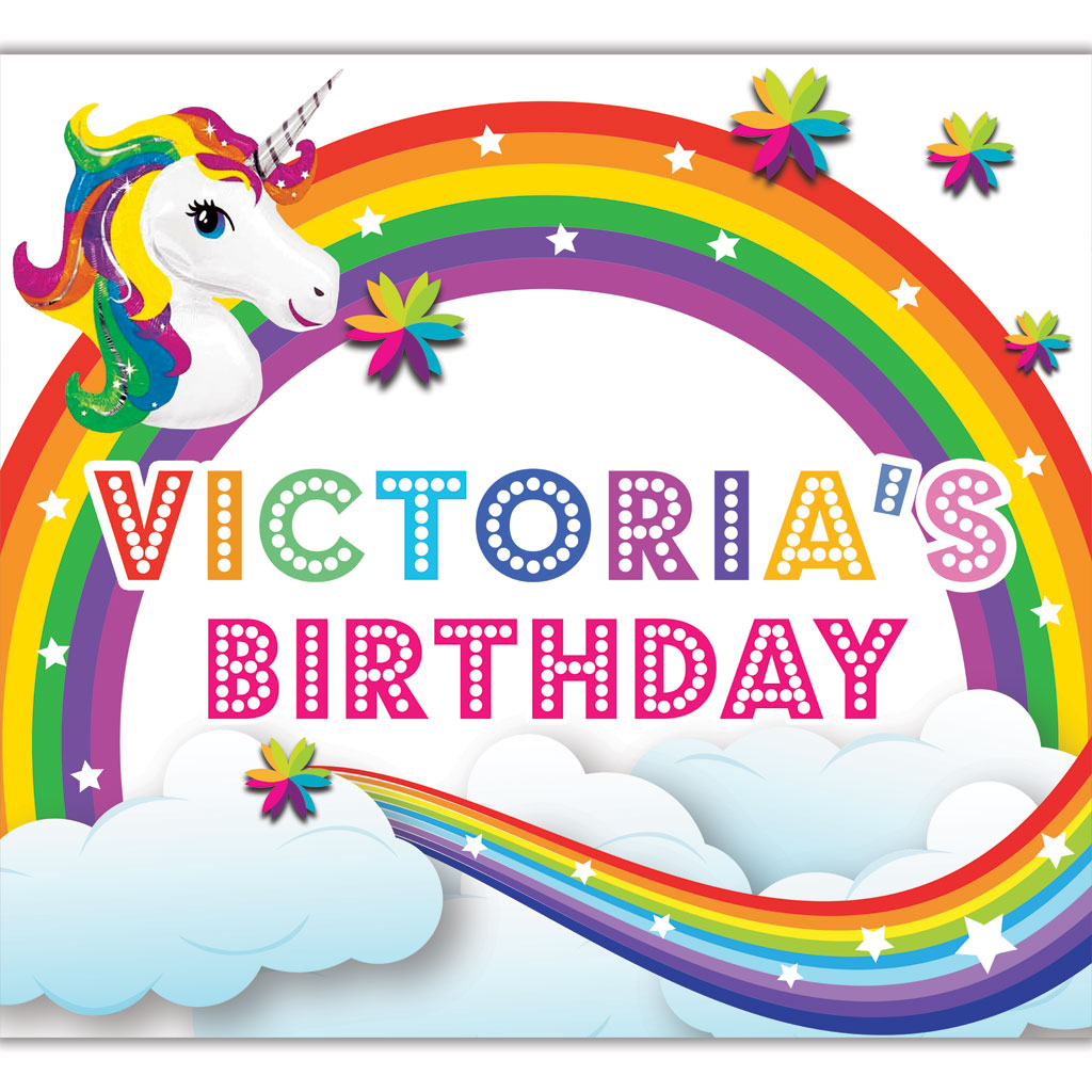 Unicorn Rainbow Personalised Birthday Banner