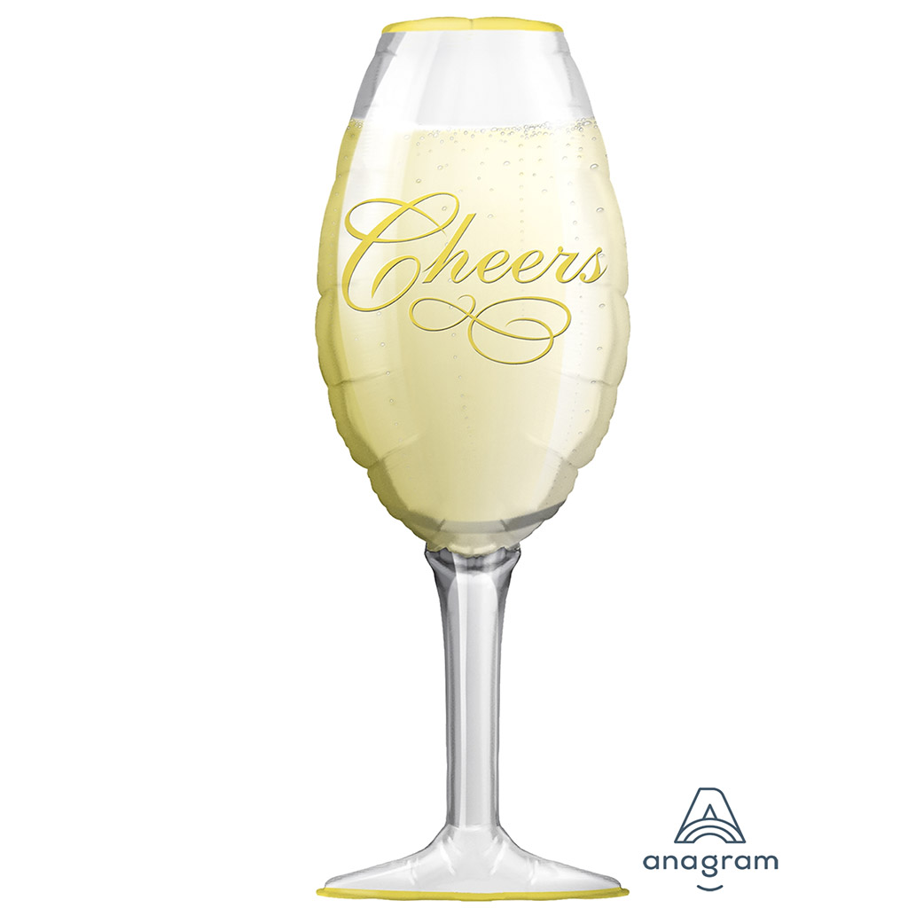 Wine Glass Cheers Celebration Foil Balloon 28inch