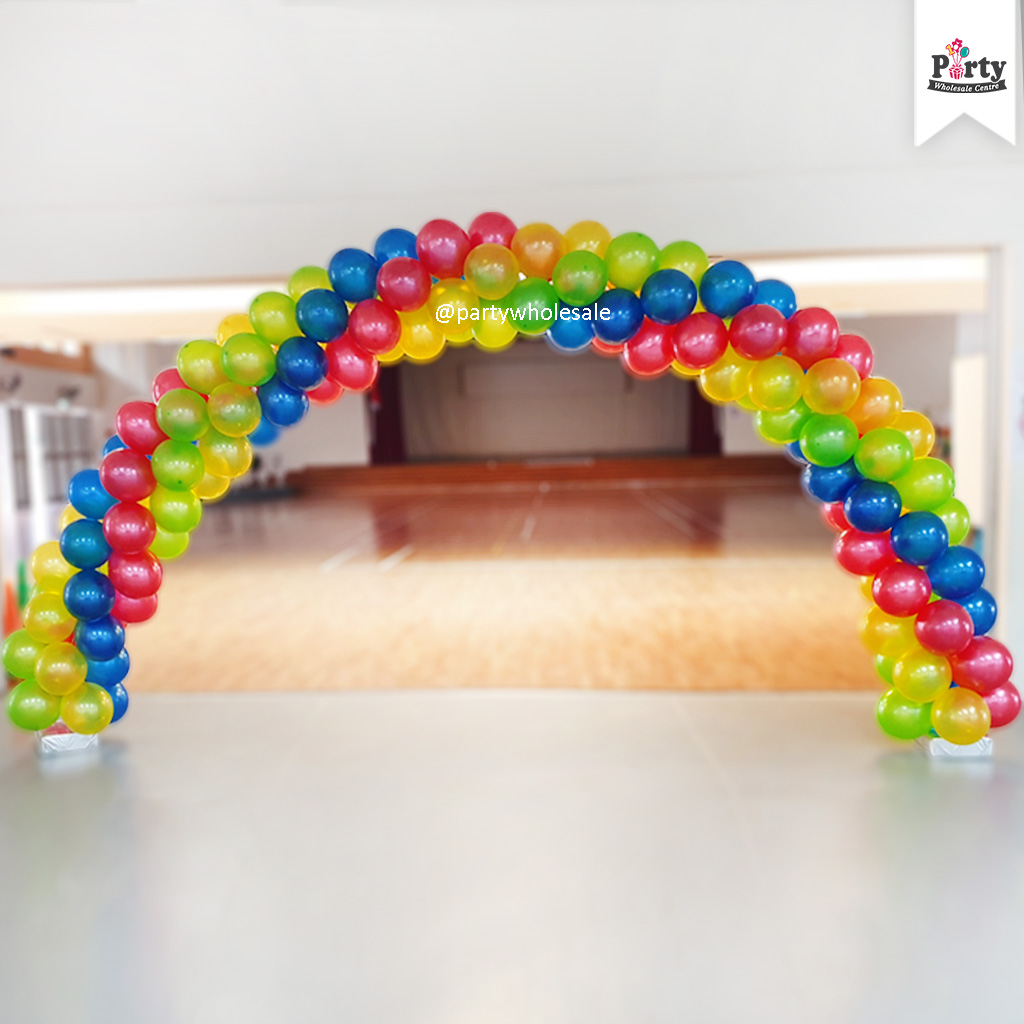 Vibrant helium balloon arch