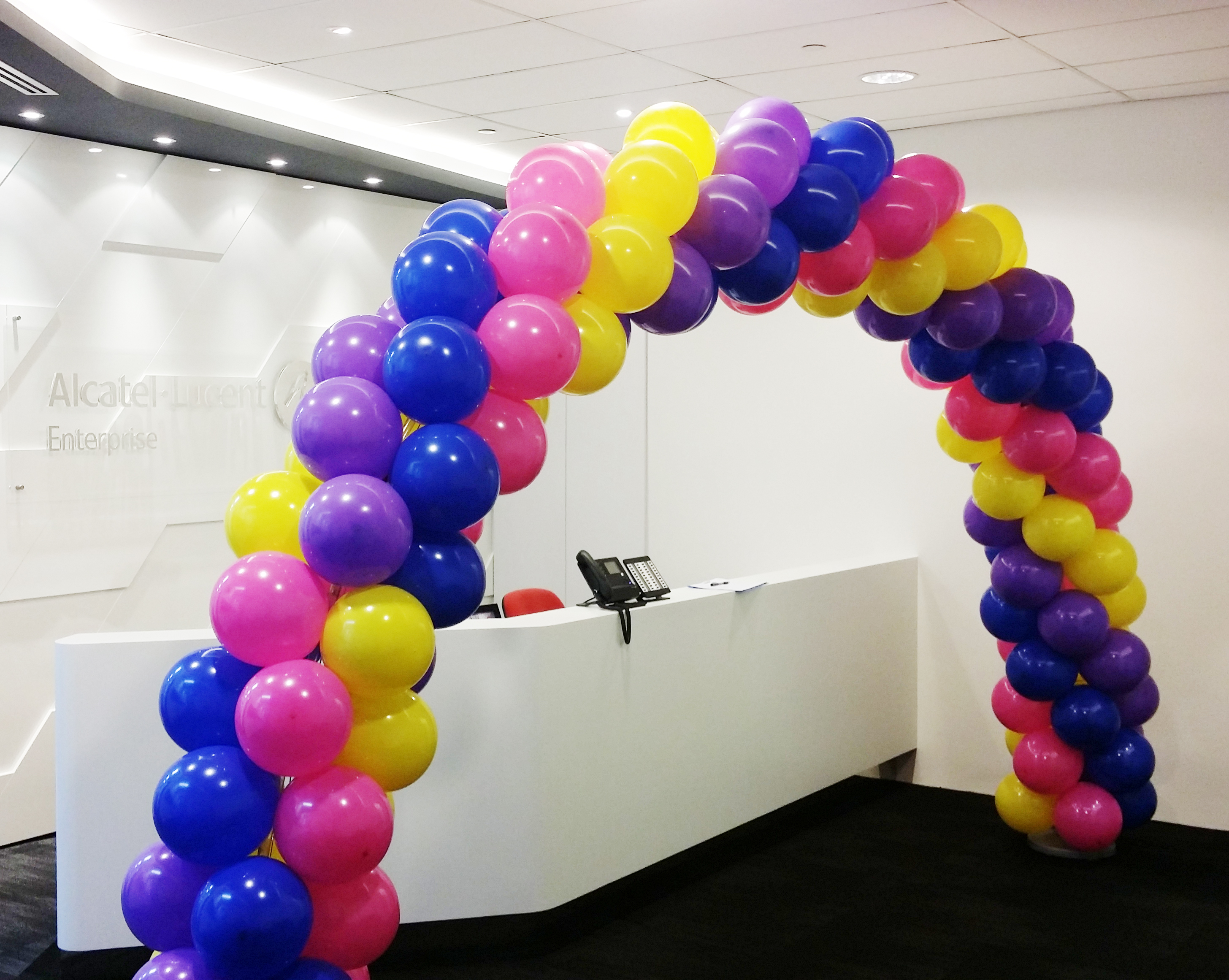 Colourful balloon arch
