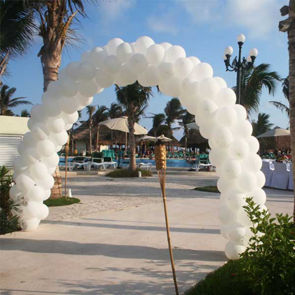 White wedding balloon arch