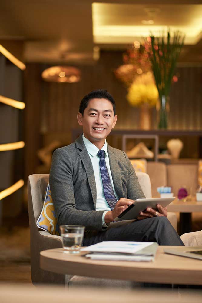 Confident and relax businessman smiling