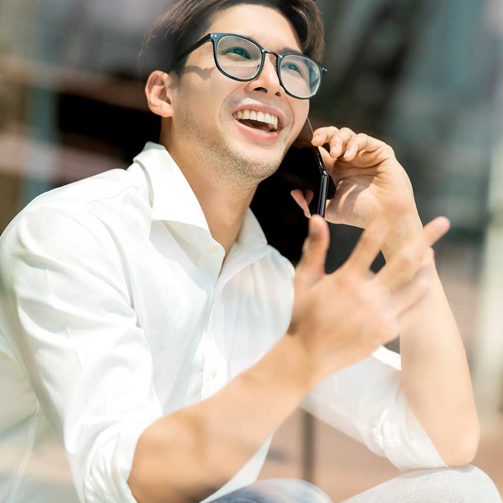 Happy customer focusing on business