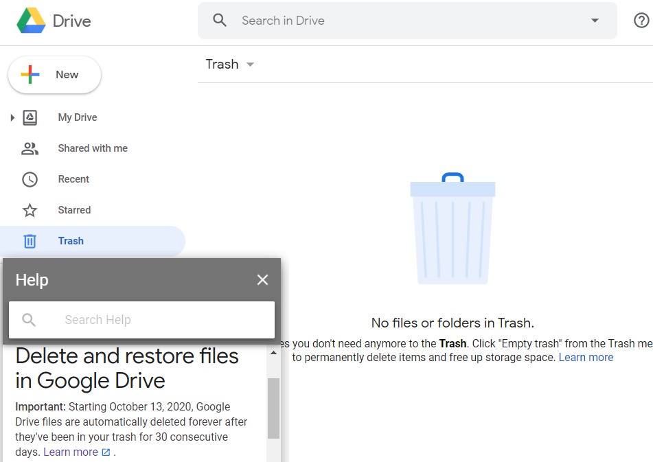 trash Google Drive