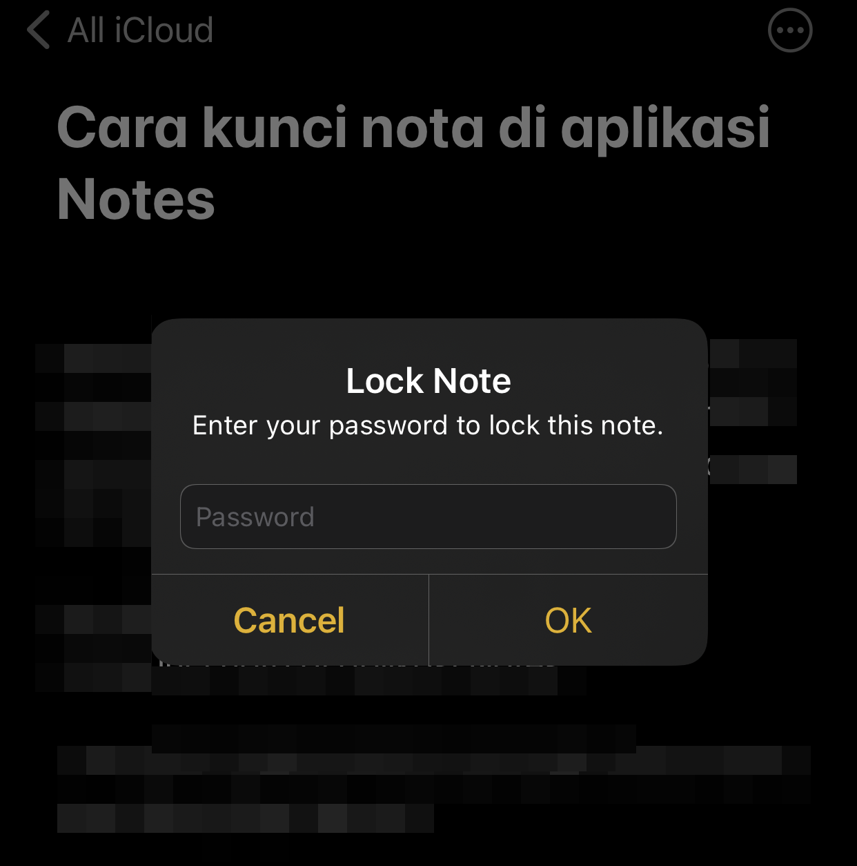 kunci Notes iPhone