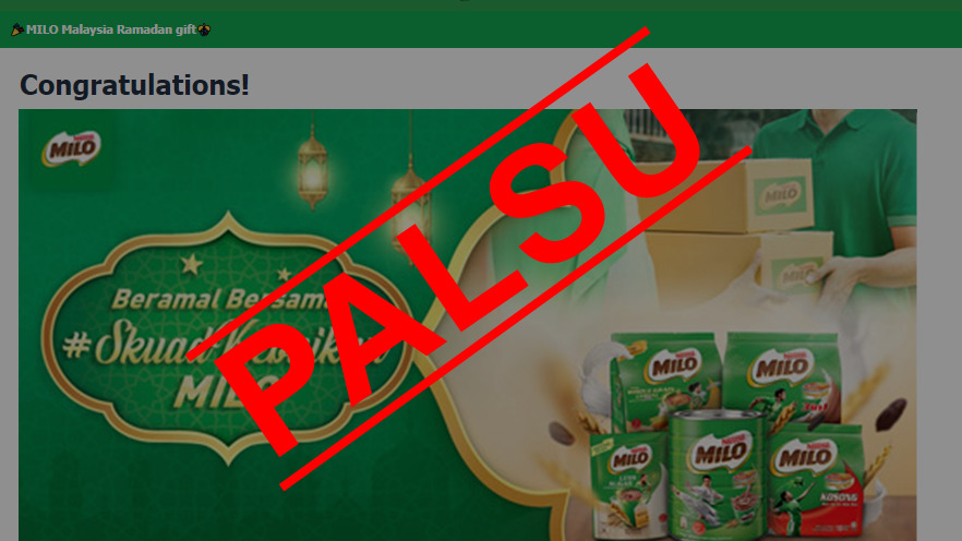 Milo Ripoff MILO Nafi Tawar Hadiah Wang Tunai, Jangan Klik Pautan Yang Diragui