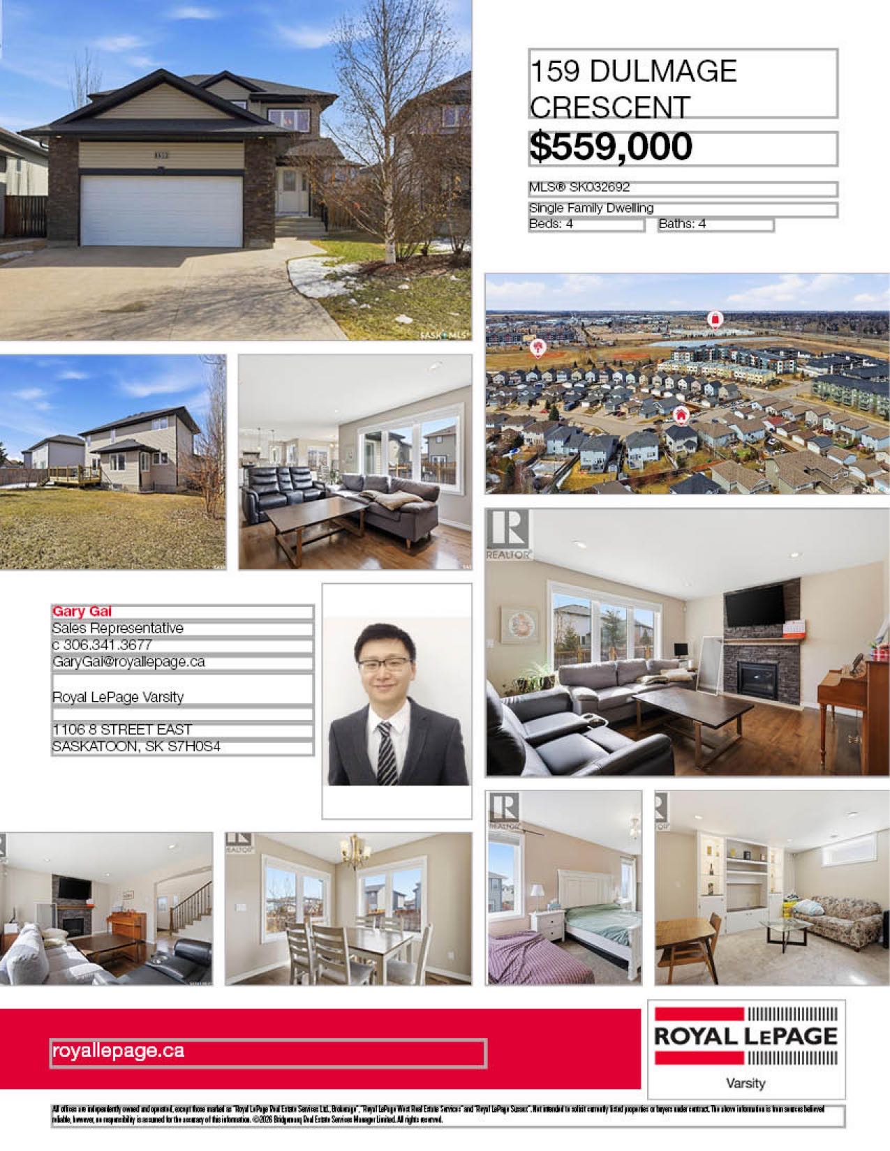 Stonebridge小区4房4卫独立屋出售！🏡 159 Dulmage Crescent！Dundee建造的两层独立屋，位置优越，非常适合家庭居住。房屋共4卧4卫，整体布局实用，升级丰富。✨ 主层为开放式设计，配有实木地板和瓷砖，客厅带石材装饰燃气壁炉，温馨舒适；现代白色厨房