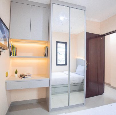 Kamar mandi dalam, AC, internet, water heater, dispanser