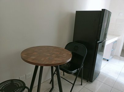 Dining table, refrigerator