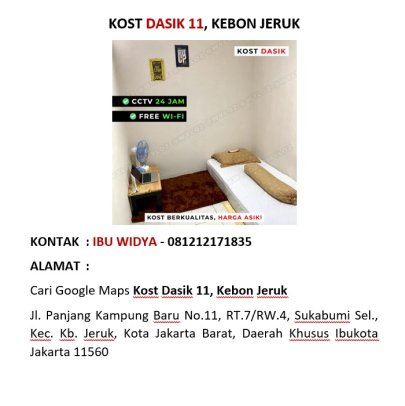 Kos Pria Murah Jakarta Kost Dasik Springbed Wifi CCTV Joglo, Pos Pengumben, Srengseng, Permata Hijau