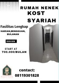 Kost Syariah "Rumah Nenek" (Harian, Mingguan,Bulanan)