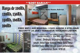 Sewa kamar kost untuk bulanan / harian dengan fasilitas free wifi