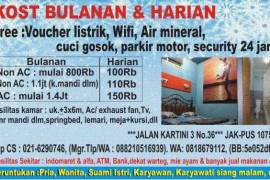 indekost 24 Jam Bulanan dan Harian free wifi