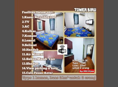 sewa apartemen modernland tangerang transit 1BR dimulai harga 120k (weekdays)