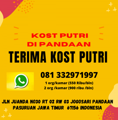 kost putri tengah kota pandaan full wifi