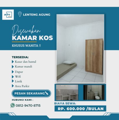 sewa kost lenteng agung dekat universitas pancasila dan UIMA