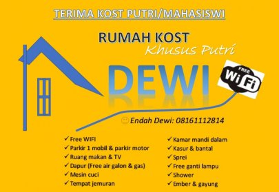 KOST PUTRI DEWI dekat gerbang Poltekkes III Jatiwarna Bekasi