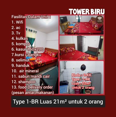 sewa apartemen modern land tangerang harian type 1BR ber-2 atau type 2BR ber-4