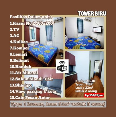 sewa apartemen modern land tangerang harian type 1BR ber-2 atau type 2BR ber-4