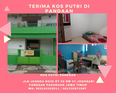 Menerima kost ( kos ) putri di pusat kota Pandaan full fasilitas