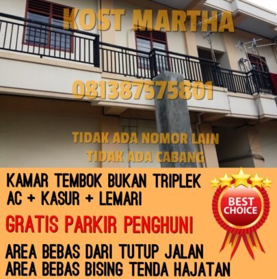 KOST MARTHA BENDUNGAN JAGO KEMAYORAN JL.RAYA BESAR LUAS NYAMAN BERSIH TERJANGKAU 081387575801 MARTHA