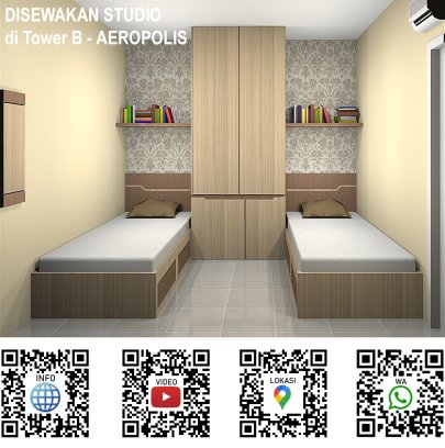 STUDIO di Aeropolis Tower B | Full Furnished - dekat Bandara Soetta