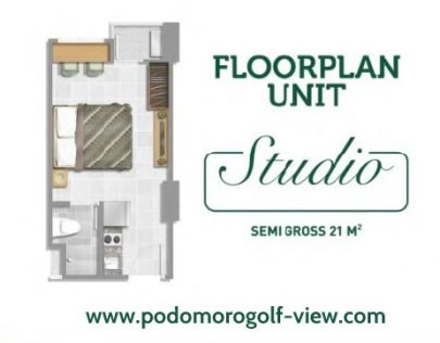 Apartemen bulanan Murah Cimanggis Depok Tapos Gunung Putri Bogor Podomoro Golf View Studio PGV