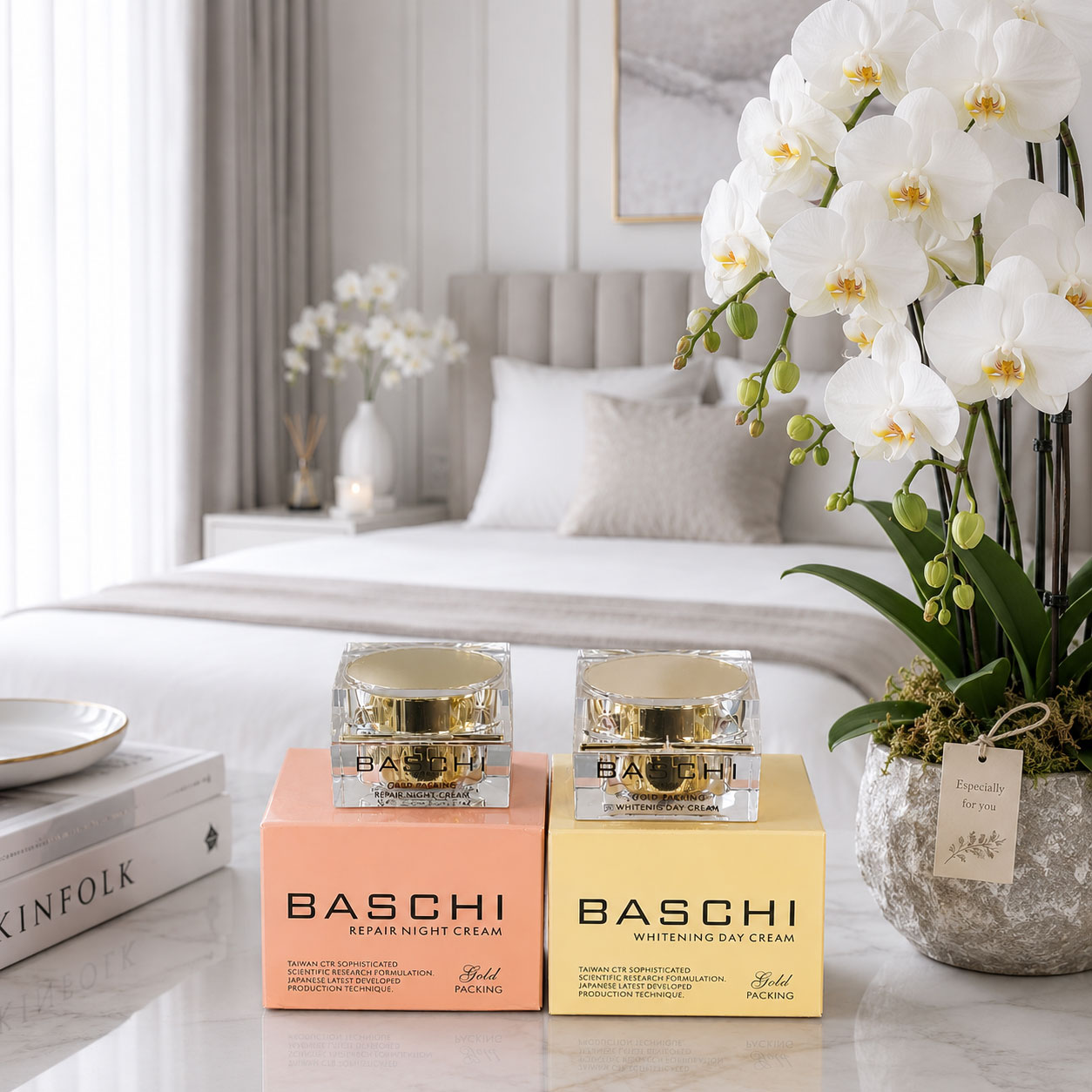 Kem trị nám trắng da ban đêm Baschi gold packing 18ml - Ảnh 3