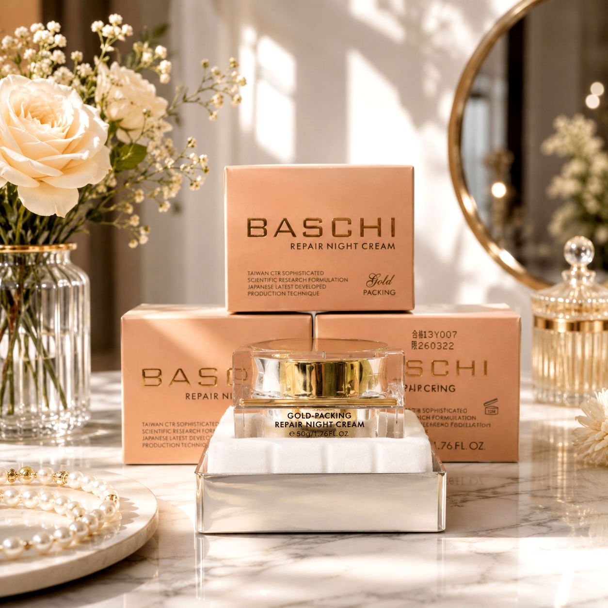 Kem trị nám trắng da ban đêm Baschi gold packing 18ml - Ảnh 4
