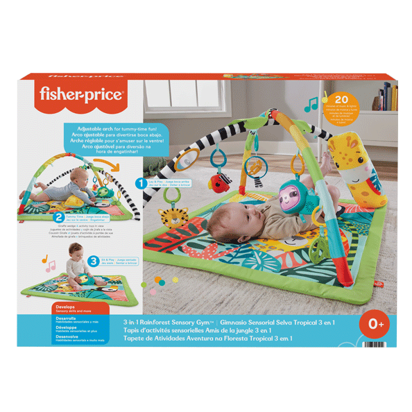 Fisher-Price® 3-In-1 Rainforest Sensory Gym Tummy Wedge With 6 Baby Toys Newborn To Toddler