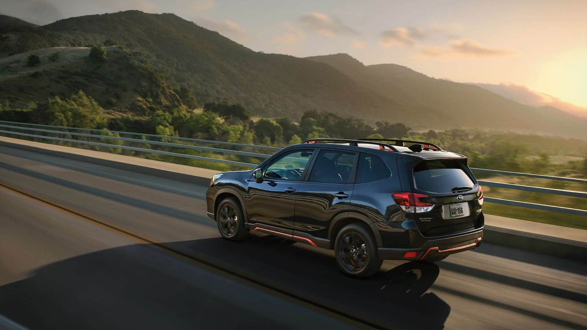 Rear view of a Subaru Forester on a highway