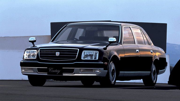 Front exterior of a Toyota Century, representing JDM luxury at its finest with a bold grille and classic chrome accents.