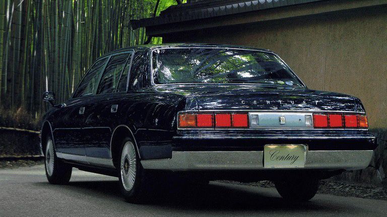Rear view of the Toyota Century, Japan’s luxury sedan icon, with classic boxy styling and understated elegance.